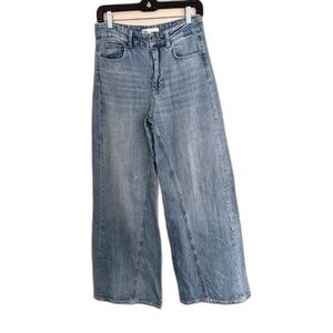 Zara Wide Leg Jeans Women Size 4 Blue Good Seam Detail High Rise